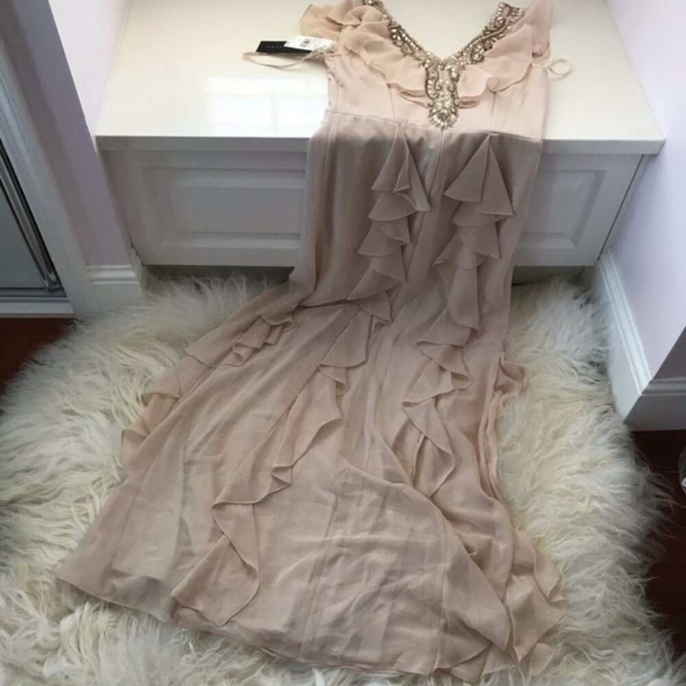 Aidan Mattox Chiffon Beaded A-Line Flutter Gown 0765 - Picture 8 of 8